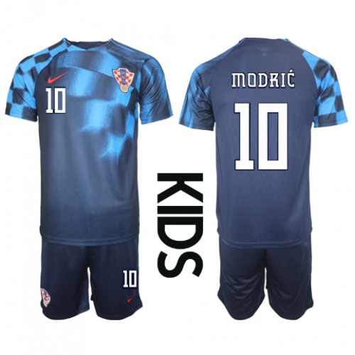 Dres Hrvatska Luka Modric #10 Gostujuci za djecu SP 2022 Kratak Rukav (+ kratke hlače)